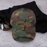 I NEED GOD DAD HAT (STYLE AJV ARMY-GOLD)