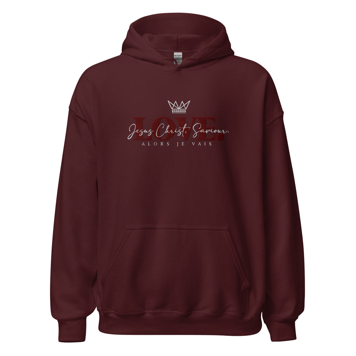 THE LOVE HOODIE - LOVE IS JESUS CHRIST SAVIOR *CC MAROON