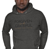 FORGIVEN AND GRATEFUL  WHITE LUXURY HOODIE