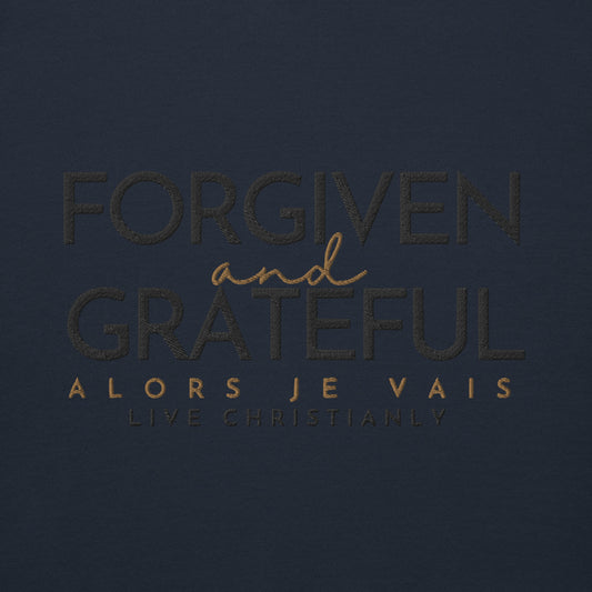 FORGIVEN AND GRATEFUL  WHITE LUXURY HOODIE