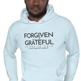 FORGIVEN AND GRATEFUL  WHITE LUXURY HOODIE