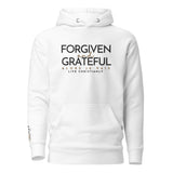 FORGIVEN AND GRATEFUL  WHITE LUXURY HOODIE