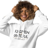 FORGIVEN AND GRATEFUL  WHITE LUXURY HOODIE