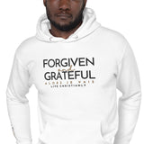 FORGIVEN AND GRATEFUL  WHITE LUXURY HOODIE